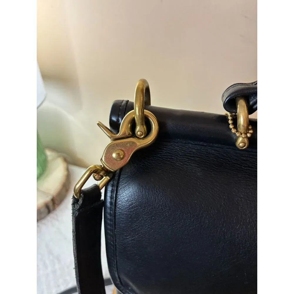 Vintage Coach Willis Bag Black Leather Crossbody 9927